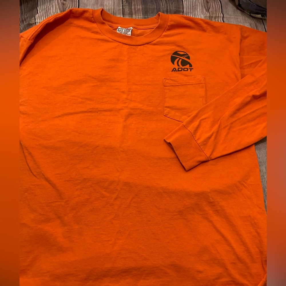Bayside USA-Made Long Sleeve T-Shirt with a Pocket - Orange,